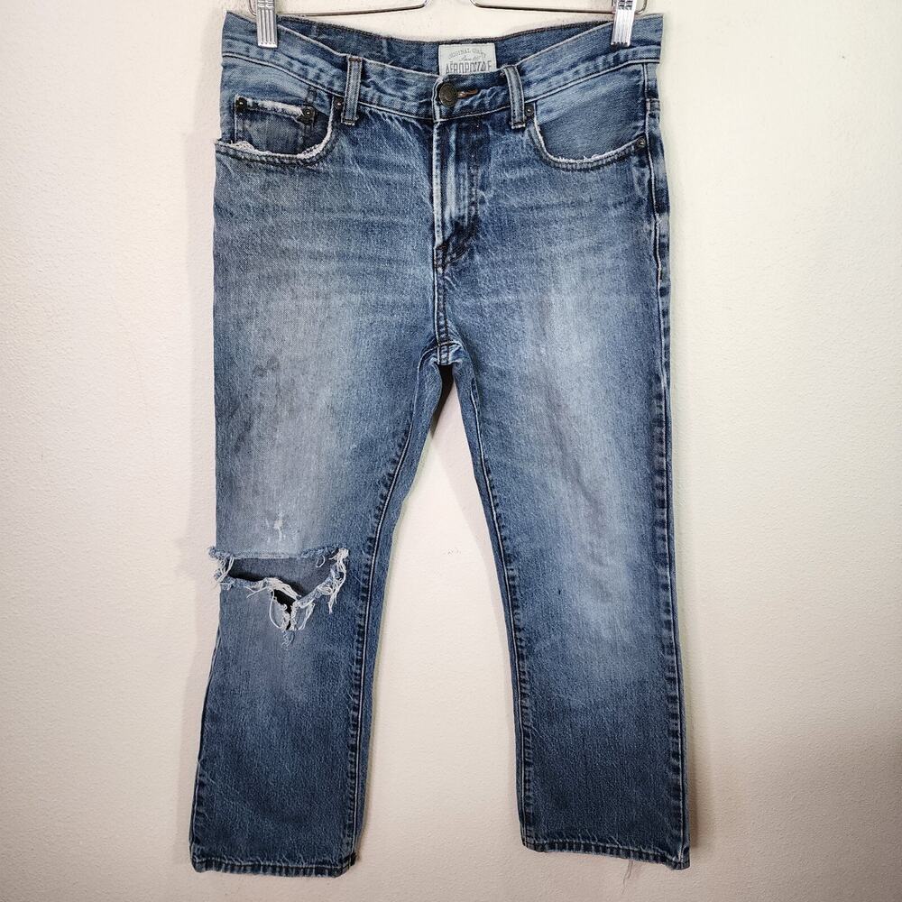 y2k AEROPOSTALE Driggs Slim Boot faded distressed bootcut denim jeans size 30x30